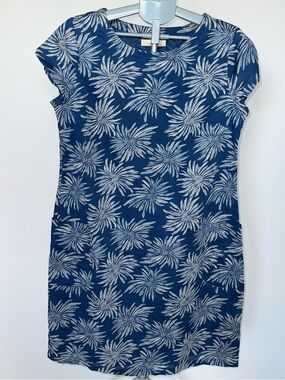 Seasalt Cornwall River Cove Blue Floral Organic Cotton Dress Size 10